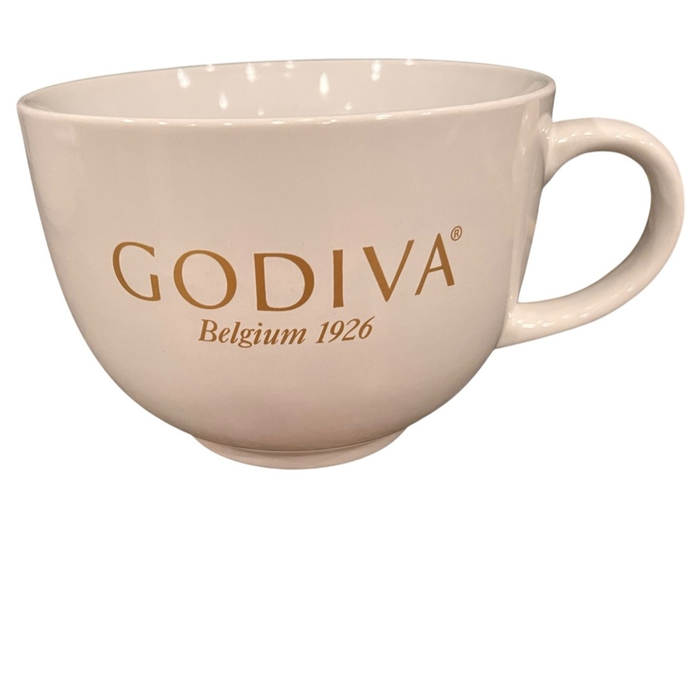 46 OZ! Godiva Belgium 1926 White Gold HUGE Oversized Ceramic Coffee Cup Mug